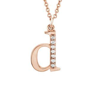 The Abbey 14k Rose Gold Diamond Lower Case Initial 'd' Necklace 16 In
